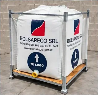 MULTIWAY: estructura metálica galvanizada con Big Bag BOLSARECO para líquidos y válvula de descarga